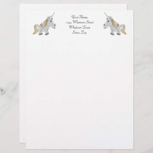 Unicorn Gepersonaliseerd Briefhoofd (Voorkant / Achterkant)