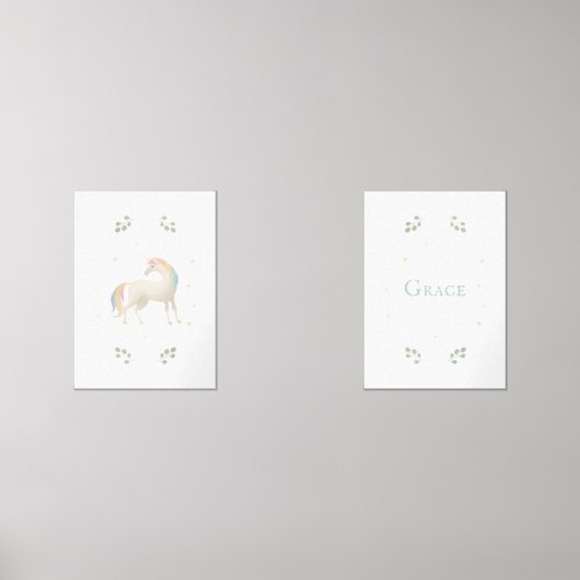 Unicorn Gepersonaliseerd naam print set van 2 (Voorkant)