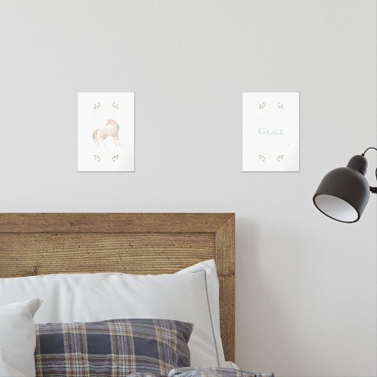 Unicorn Gepersonaliseerd naam print set van 2 (Slaapkamer)