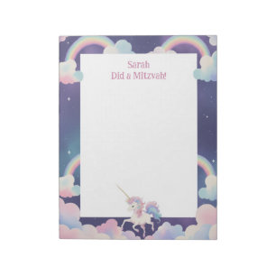 Unicorn gepersonaliseerde Mitswa Note pad Notitieblok