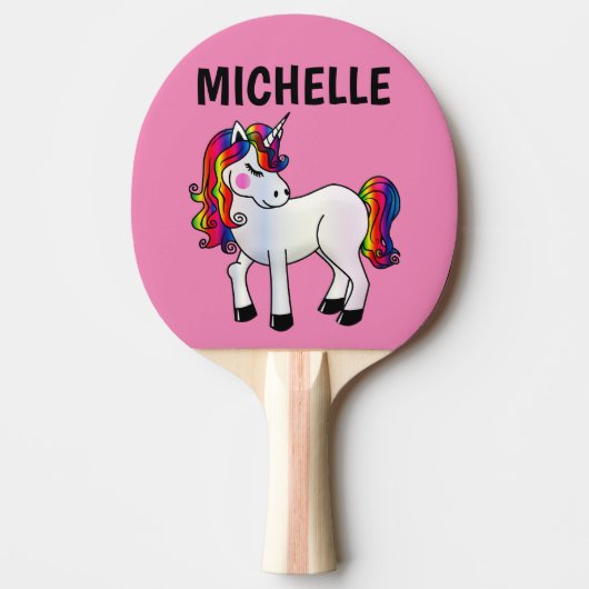 UNICORN GEPERSONALISEERDE ROZE PING PONG PEDDELS TAFELTENNISBATJE (Voorkant)