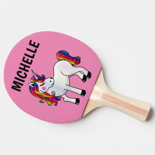 UNICORN GEPERSONALISEERDE ROZE PING PONG PEDDELS TAFELTENNISBATJE (Zijkant)