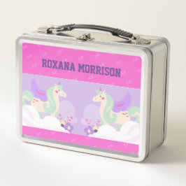 UNICORN GEVLEUGELD ROOS PASTEL KLEUREN Metal Lunch