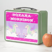 UNICORN GEVLEUGELDE ROOS ROZE WIT Metalen Lunchbox (In situ)
