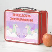 UNICORN GEVLEUGELDE ROOS ROZE WIT Metalen Lunchbox (In situ)