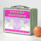 UNICORN GEVLEUGELDE ROOS ROZE WIT Metalen Lunchbox (In situ)
