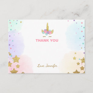 Unicorn gezicht Hartelijk dank voor uw kaart Roze 