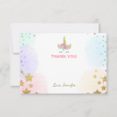 Unicorn gezicht Hartelijk dank voor uw kaart Roze  (Voorkant)