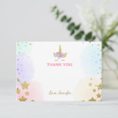 Unicorn gezicht Hartelijk dank voor uw kaart Roze  (Staand voorkant)