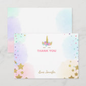 Unicorn gezicht Hartelijk dank voor uw kaart Roze  (Voorkant / Achterkant)