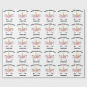 Unicorn-gezicht met Eyelashes persoonlijke naam Cadeaupapier (Vlak)