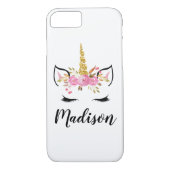 Unicorn-gezicht met Eyelashes persoonlijke naam Case-Mate iPhone Case (Achterkant)