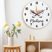 Unicorn-gezicht met Eyelashes persoonlijke naam Grote Klok