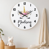 Unicorn-gezicht met Eyelashes persoonlijke naam Grote Klok