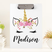 Unicorn-gezicht met Eyelashes persoonlijke naam Klembord