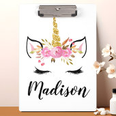 Unicorn-gezicht met Eyelashes persoonlijke naam Klembord