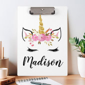 Unicorn-gezicht met Eyelashes persoonlijke naam Klembord