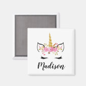 Unicorn-gezicht met Eyelashes persoonlijke naam Magneet (Voorkant / Achterkant)