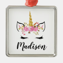 Unicorn-gezicht met Eyelashes persoonlijke naam