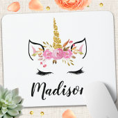 Unicorn-gezicht met Eyelashes persoonlijke naam Muismat