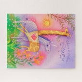 Unicorn Giraffe Safari Love Monogramed Legpuzzel (Horizontaal)