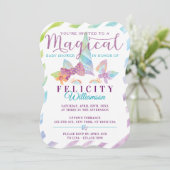  Unicorn Girl Floral Baby shower Kaart (Staand voorkant)