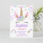 Unicorn Girl Magical Pastel Rainbow Pink Birthday Kaart (Staand voorkant)