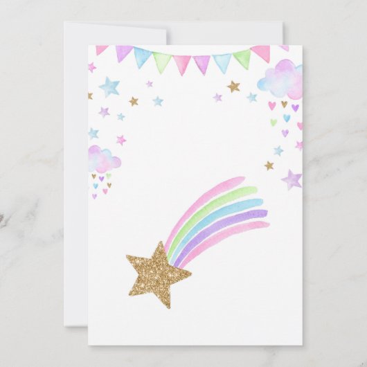 Unicorn Girl Magical Pastel Rainbow Pink Birthday Kaart (Achterkant)