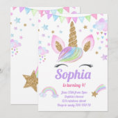 Unicorn Girl Magical Pastel Rainbow Pink Birthday Kaart (Voorkant / Achterkant)