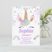 Unicorn Girl Magical Pastel Rainbow Pink Birthday Kaart (Staand voorkant)