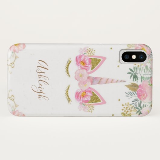 Unicorn Girl Monogram iPhone X Hoesje (Achterkant (horizontaal))