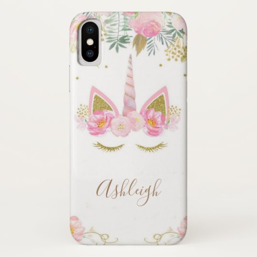Unicorn Girl Monogram iPhone X Hoesje (Achterkant)