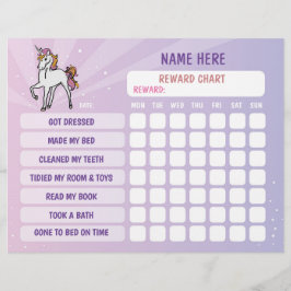 Unicorn Girl Reward Chart Personalized Planner Flyer