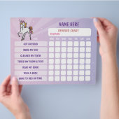 Unicorn Girl Reward Chart Personalized Planner Flyer (Hand)