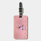 Unicorn Girly Blush Pink Glitter Roos Gold Bagagelabel (Voorkant verticaal)