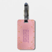 Unicorn Girly Blush Pink Glitter Roos Gold Bagagelabel (Achterkant verticaal)