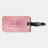 Unicorn Girly Blush Pink Glitter Roos Gold Bagagelabel (Achterkant horizontaal)