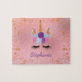 Unicorn Girly Blush Pink Glitter Roos Gold Legpuzzel (Horizontaal)