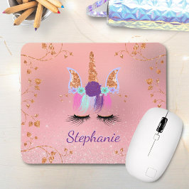 Unicorn Girly Blush Pink Glitter Roos Gold Muismat