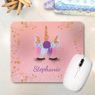 Unicorn Girly Blush Pink Glitter Roos Gold Muismat