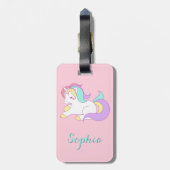 Unicorn Girly Cute Pink Bagagelabel (Achterkant verticaal)