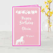 Unicorn girly roze en wit met sterren kaart (Gele Bloem)