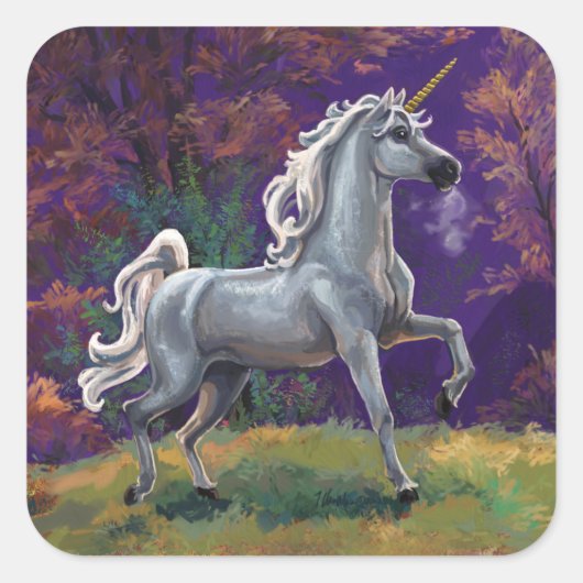 Unicorn Glade Vierkante Sticker (Voorkant)