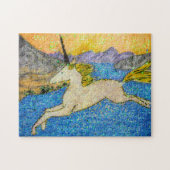 Unicorn Gliding Over Evolutie Lake Legpuzzel (Horizontaal)
