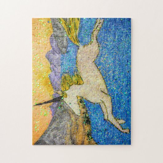 Unicorn Gliding Over Evolutie Lake Legpuzzel (Verticaal)