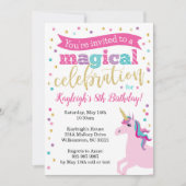Unicorn Glitter Birthday Party Invitation Kaart (Voorkant)