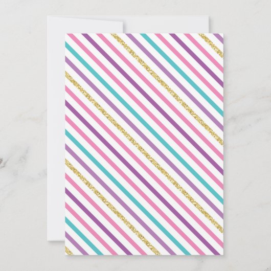 Unicorn Glitter Birthday Party Invitation Kaart (Achterkant)