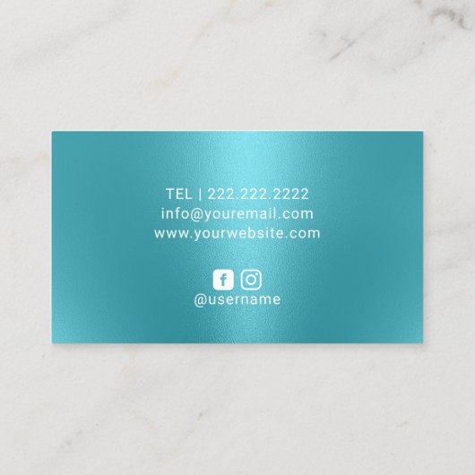 Unicorn Glitter drijft Blauwgroen Makeup Artist Sa Visitekaartje (Achterkant)