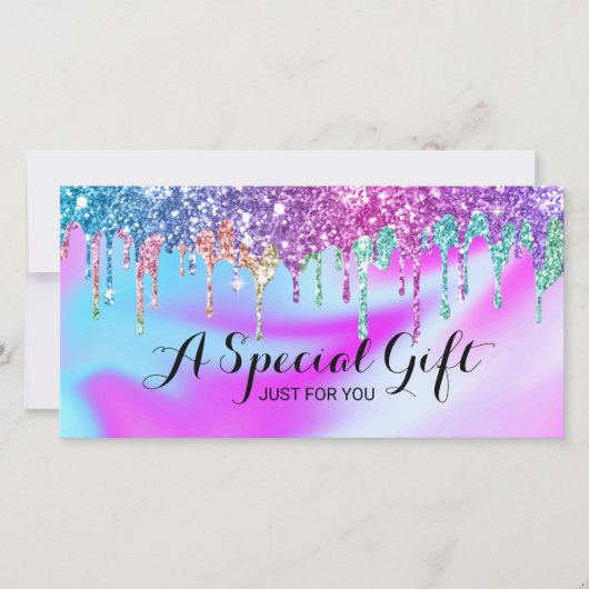 Unicorn Glitter drijft Salon Cadeaubonnen (Voorkant)