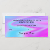 Unicorn Glitter drijft Salon Cadeaubonnen (Achterkant)